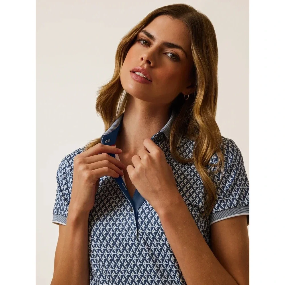 GREYSON Women's Golf Polo Shirt Size S Blue Geometric Print Short Sleeve - Picture 9 of 9